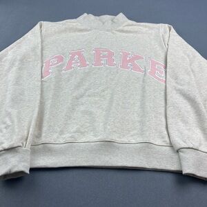 PARKE Light Gray Women’s Sweatshirt with Pink Lettering